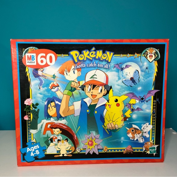 1999 Vintage 60 Piece Pokemon Puzzle MB Hasbro Ash and Pikachu Complete Sealed - Picture 1 of 8